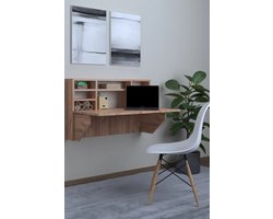 Wandtafel Inklapbare| Ruimtebesparend Klaptafel| Inklapbaar Bureau| Modern en Stijlvol| Draagbare tafel met plank| Handig| Licht Walnoot| 52x90x15 cm