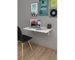 Wandtafel - Klaptafel -72 X 45 Cm - Klaptafel - Wandtafel inklapbaar- Keukentafel - Balkontafel - Bureau - Wit