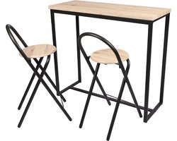 WANDTAFEL MET 2 KRUKJES 100X40XH90CM EN 36X46XH82CM