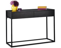 wandtafel met 2 lades - 80,5 x 110 x 40 cm - haltafel - metaal - zwart