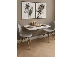 Wandtafel - Opklapbaar - Wit Marmer - 90x50 cm