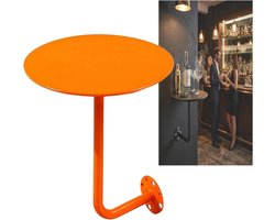 Wandtafel Rond - Bijzettafel Balkon - Ruimte Besparen - Vlek- en Roestbestendig - 30cm Diameter - Oranje