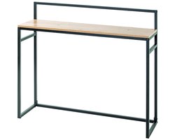 Wandtafel – Zwart staal met eiken MDF – 100 cm breed, 30 cm diep, 89 cm hoog – Modern industrieel design