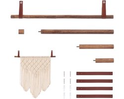 Wandtapijt hanger met PU lusbanden voor decoratie, verstelbaar tot 41,5 cm - hout, dekens, gordijnen.