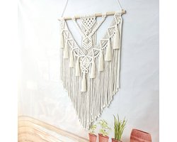 Wandtapijt - Macramé - Macrame - Scandinavisch - Wandtapijt - Wandtapijt met Kwastjes - Decoratie - Muren - Wanden - Thuisverblijf of als Achtergrond - 50 cm x 75 cm