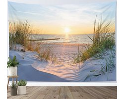 Wandtapijt Natuur Wanddoek Zonsondergang aan de Zee Muur Hangend Zomer Landschap Wandtapijt voor Woonkamer Slaapkamer Dorm Wanddecoratie, 150x130cm