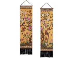 Wandtapijt Set - Wanddecoratie Panelen - Muur Versieren - Set van Twee - 130x33 cm - Kleurrijk