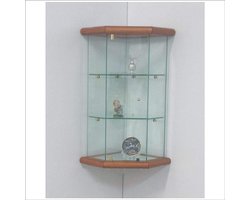 Wandvitrine Glazen Kast - Hangvitrine Verzamelvitrine - Objecten Tonen - Zeshoekige Vorm - 48x23x23 cm - Cherry wood