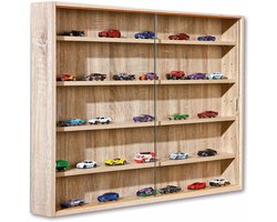 Wandvitrinekast – Hangende Vitrine met Glazen Deuren – 10 x 80 x 60 cm – Sonoma-Eik Look – Moderne Stijl