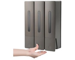 Wandzeepdispenser voor Douche - 3 Kamers, Muurbevestiging, Dankzij Klevende Haak, Ideaal voor Badkamer, Keuken en Hotel