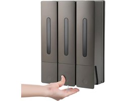 Wandzeepdispenser voor Douche - 3 Kamers, Muurbevestiging, Dankzij Klevende Haak, Ideaal voor Badkamer, Keuken en Hotel
