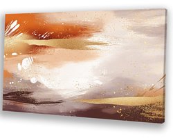 Warm abstract met goud - Muurdecoratie kantoor - Schilderij op canvas - Abstracte kunst - Interieur - Decoratie - Decoratie woonkamer - Canvas 90x60 cm