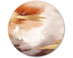 Warm abstract met gouden accenten - Rust muurcirkels - Wandschalen borstelslag - Abstracte kunst - Schilderij op Forex rond - Woondecoratie ideeën - muurcirkel forex 70x70 cm
