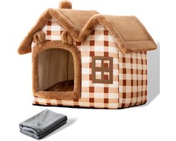 Warm en Gezellig Pluche Kattenhuis en Hondennest met Uitneembaar Wasbaar Kussen