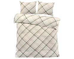 Warm flanel dekbedovertrek Maes beige - 140x200/220 (eenpersoons) - zacht en comfortabel - stijlvolle dessin - donsachtig laagje - ideaal tegen kou