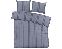 Warm flanel dekbedovertrek Noam blauw- 240x200/220 (lits-jumeaux) - zacht en comfortabel - stijlvolle dessin - donsachtig laagje - ideaal tegen kou