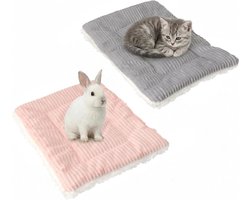 Warm Fluffy Pluche Bed voor Konijnen en Cavia's - Dierenbed, Kattendeken en Accessoires voor Kleine Huisdieren, 31 x 21 cm, 2 Stuks