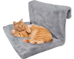Warm Hangend Kattenbed voor de Radiator - Pluche & Wasbare Grijze Hangmat