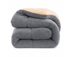 Warm Winter Dekbed Plaid fleece sherpa – Extra dik_180*200_Grijs_3,5KG