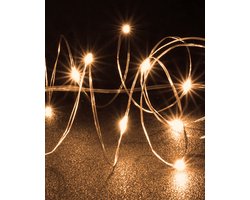 Warm wit Glow String Lights by Aira - Draadverlichting lichtsnoer met 20 LED lampjes op batterij 200cm - Lampensnoer kerstverlichting - Fairy Lights - DIY kostuum kleding carnavals verlichting - sfeer batterijverlichting slinger - feest partylights