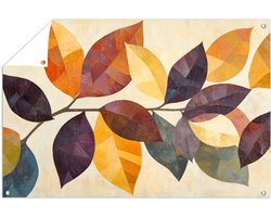 Warme abstracte herfstbladeren - Bladeren tuinprint - Tuinkunst natuur - Abstracte kunst - Tuin accessoires - Grote tuinposters - tuinposter 45x30 cm