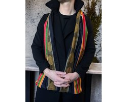 Warme Afrikaanse print sjaal Unisex - Smal model - Zwarte Pan Kente - Winter sjaal / Fleece sjaal / Afrika print