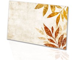 Warme botanische textuur poster - Bladeren glazen schilderij - Kunst natuur - Japandi - Schilderijen op acrylglas - Wanddecoratie woonkamer - acrylglas 45x30 cm