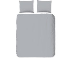 Warme flanel dekbedovertrek uni grijs - 200x200/220 (tweepersoons) - heerlijk zacht en hoogwaardig - moderne uitstraling - donsachtig laagje - slijtvast - ideaal tegen kou