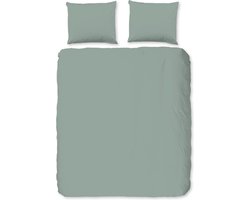 Warme flanel dekbedovertrek uni groen - 240x200/220 (lits-jumeaux) - heerlijk zacht en hoogwaardig - moderne uitstraling - donsachtig laagje - slijtvast - ideaal tegen kou
