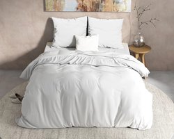 Warme flanel dekbedovertrek uni wit - 200x200/220 (tweepersoons) - heerlijk zacht en comfortabel - luxe uitstraling - donsachtig laagje - ideaal tegen kou - zalig slapen