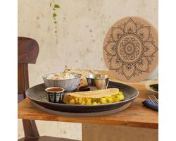 Warme Kurken Onderzetters - 19Cm Mandala Hittebestendige Matten voor Keuken en Eettafel