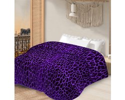 Warme sprei - paarse sprei/deken/plaid - 210x220 - paars woondeken - diep paars deken