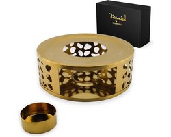 Warmhouder voor Theepotten en Koffiekannen van Hoogwaardig Roestvrij Staal [Ø 15 cm Goud] met Theelichthouder Elegant Design Krasbestendig en geschikt voor alle Formaten