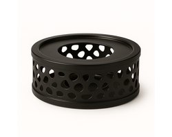 Warmhoudschaal - RVS Theepot Warmhouder - Rechaud met Waxinelicht - Theewarmer - Thee Warmhoudplaat - Theelichthouder - Tea Maker -  Zwart