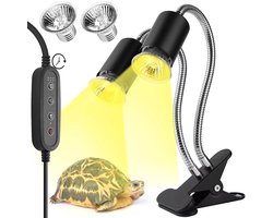 Warmtelamp Reptielen Dimfunctie - Duurzaam - Keramiek - E27 UVA + UVB Hot Lange Spotlamp - Stevige Clipje - Geschikt Voor Bulbs - Zwart