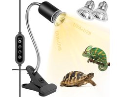 Warmtelamp Reptielen Incl. Dimfunctie - UVA + UVB Hot Spot Lamp + 25W en 50W Lampen - Zwart