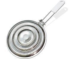Warmteverdeelplaat voor gas- en elektrische fornuizen – 8-inch sudderplaat met vlammenbeschermer en inklapbare Cool-Touch-handgreep; inductie-adapter voor gelijkmatige warmteverdeling, ideaal voor slow cooking en koffiebereiding.