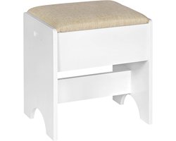 WARRAICH - Gestoffeerde make-upkruk met linnen bekleding – houten frame, wit-beige design