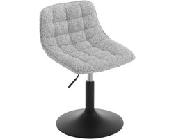 WARRAICH-Make-upkruk met rugleuning – Comfortabele grijze chenille zitting en metalen onderstel