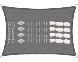 warraich-Rechthoekig Zonnezeil – Grijze HDPE Zonwering met UV-bescherming en Ademende Structuur-2x4m