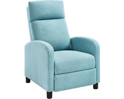 WARRAICH-Relaxfauteuil: Comfortabele Loungefauteuil met Relaxfunctie en Linnen Bekleding in Blauw