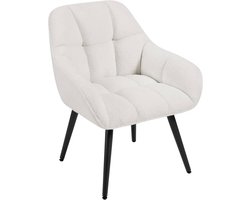 WARRAICH-Relaxfauteuil: Comfortabele Oorfauteuil in Badstof met Metalen Poten, Crème