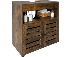 Wasafel onderkast - 60 cm - louvredeuren - uitsparing - industrieel