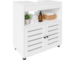 Wasafel onderkast - 60 cm - louvredeuren - uitsparing - wit