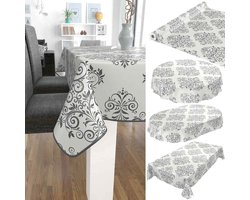 Wasbaar Tafelkleed Ovaal Beige Crème met Rankenpatroon - Waterdicht en Afwasbaar Zeil 300x140 cm