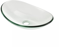 Wasbak waskom ovaal Blank Glas 47x 30 cm