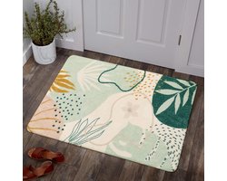 Wasbare antislip deurmat en vloerkleed 60 x 90 cm met botanische prints