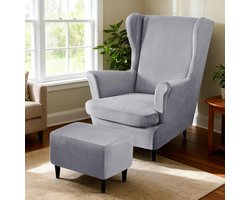 Wasbare Armstoel- en Voetensteunhoes, Geschikt voor Diverse Modellen, Extra Zacht Materiaal, Stijlvol Zilvergrijs, Bescherming tegen Vlekken en Slijtage