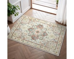 Wasbare Binnendeurmat 60x90 cm - Antislip Vintage Vloerkleed voor Hal en Entree