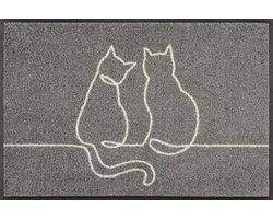 wasbare deurmat, Lovetails 50x75cm, binnen en buiten, wasbaar, grijs